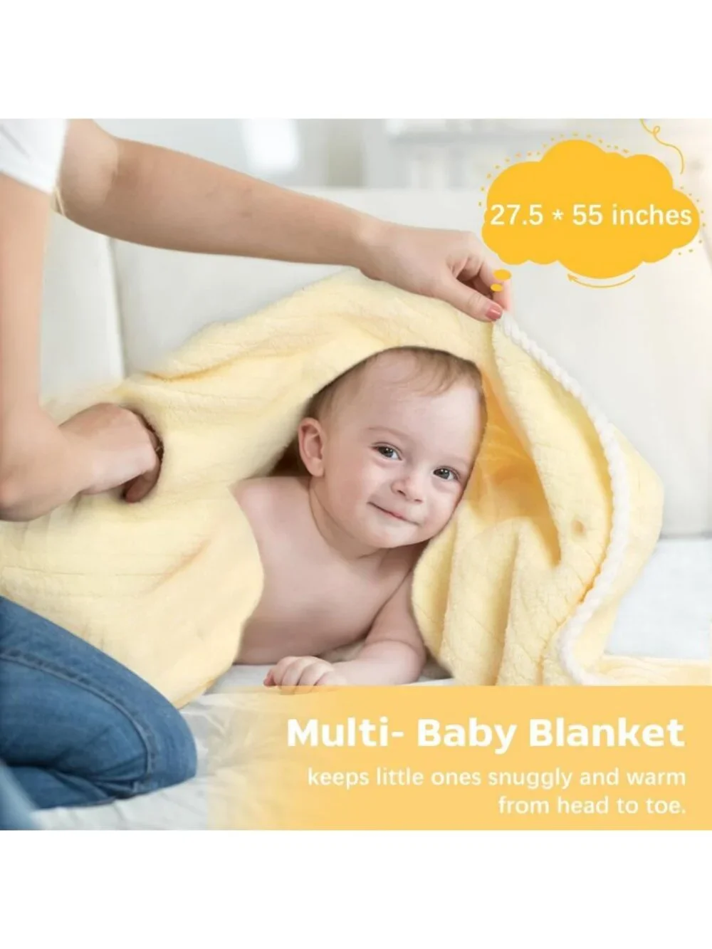 Newborn Baby Gift Set - Bee Shower Basket, Rattle, Blanket, Socks & Onesie